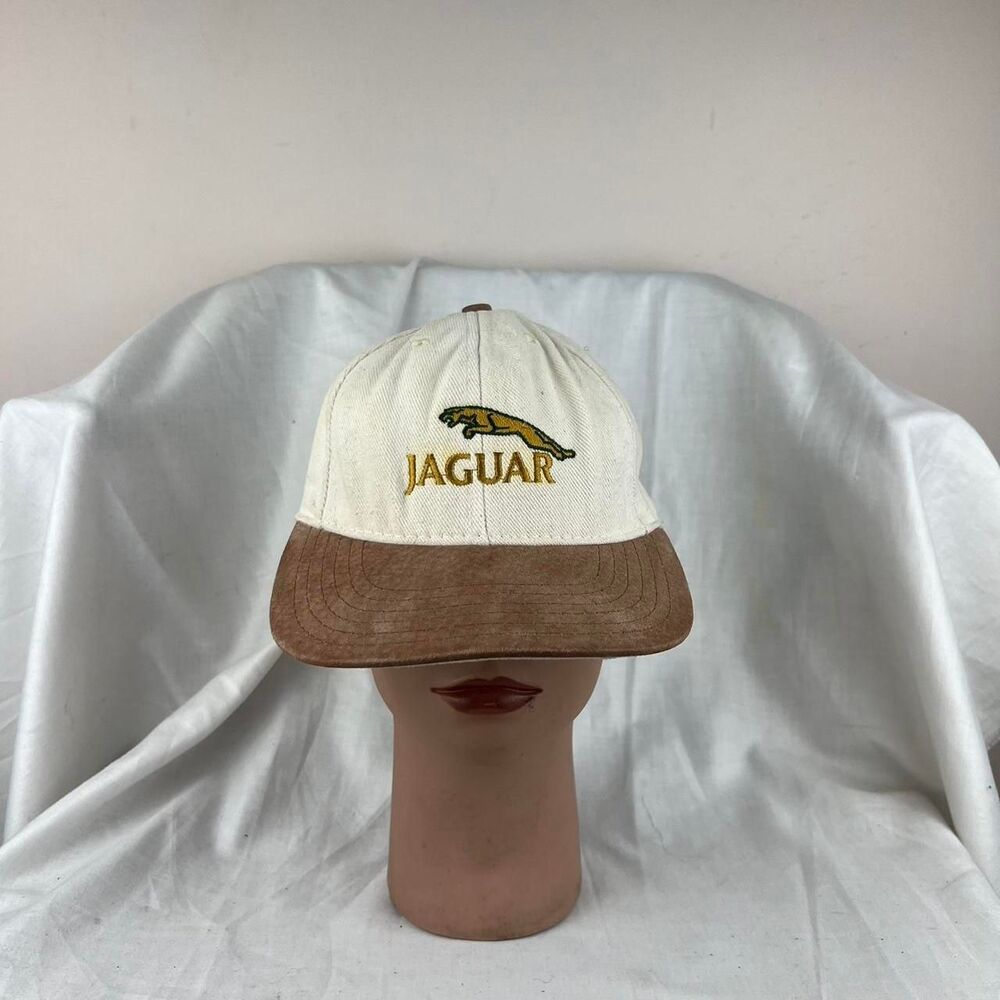 Vintage 90s Jaguar Racing Cap Cream and Brown With Embroidered Logo